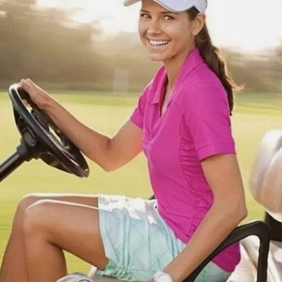 ATHLETA Birdie Polo Shirt Pink Size Small - Picture 1 of 7